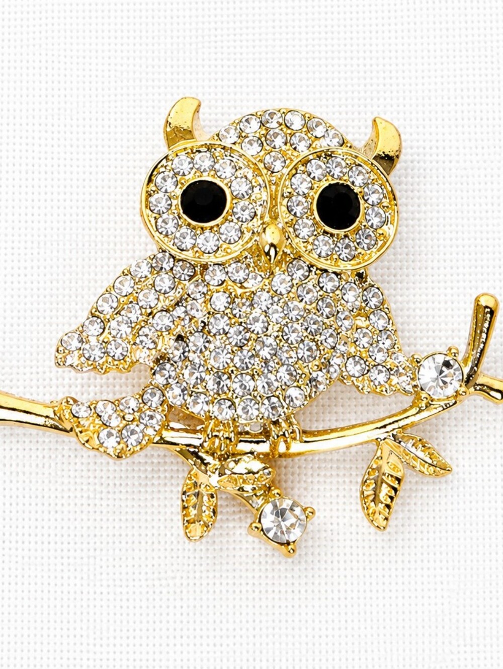 🦉Gold Owl Brooch Rhinestone Crystal Bird Pin Vintage Style Stunning Brooch
